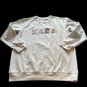 NWOT Alabama red tide roll tide fuzzy cow white crew neck sweatshirt